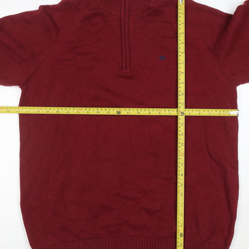 Quebramar Men's Red XL 1/2 Zip Cotton Jumper High Neck Knit