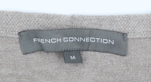 French Connection Women's Beige V-Neck 3/4 Sleeve Knit Jumper M