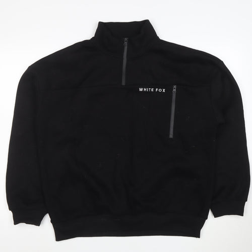 White Fox Women's Black 1/4 Zip Pullover Sweatshirt Size M/L