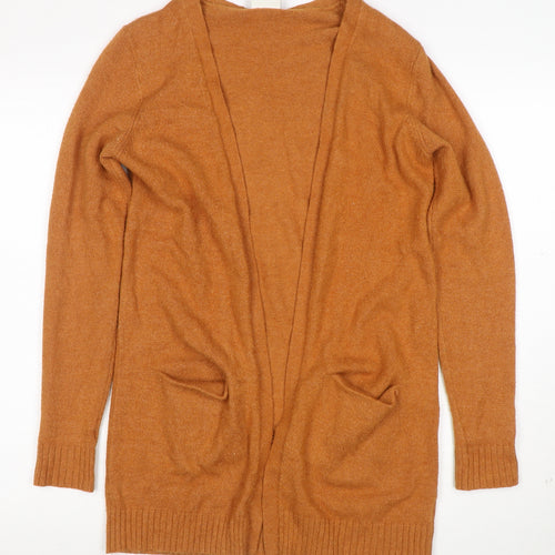 VILA Women Brown Knit Long Sleeve Open Cardigan XS