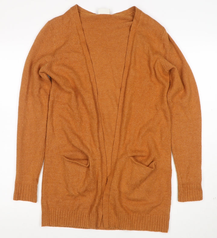 VILA Women Brown Knit Long Sleeve Open Cardigan XS