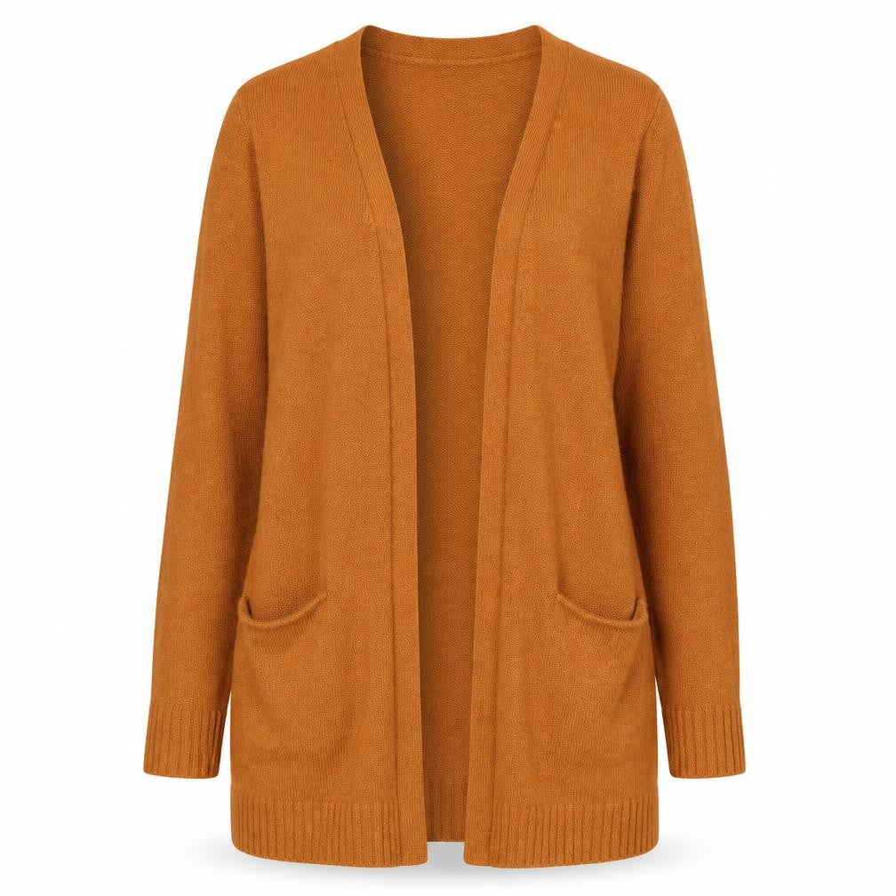 VILA Women Brown Knit Long Sleeve Open Cardigan XS
