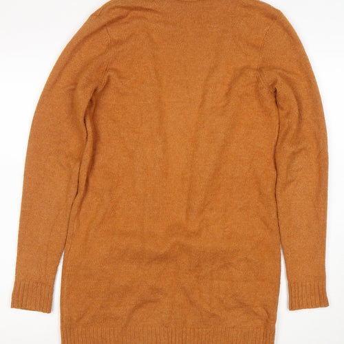VILA Women Brown Knit Long Sleeve Open Cardigan XS