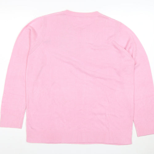Marks and Spencer Women’s Pink Cotton Blend Crew Neck Jumper Size 14