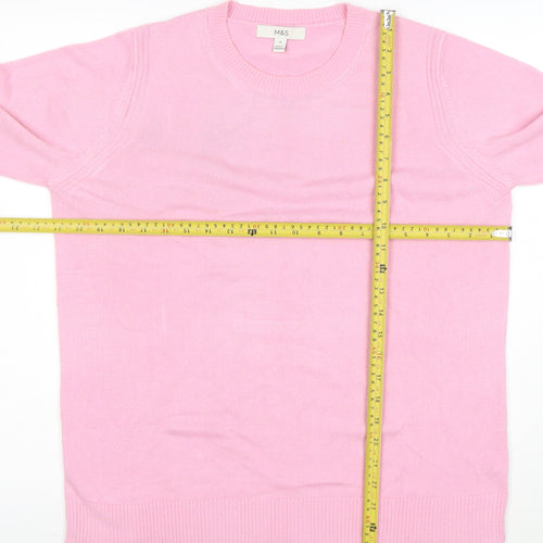 Marks and Spencer Women’s Pink Cotton Blend Crew Neck Jumper Size 14