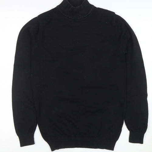 Madcap England Men's Black XS Roll Neck Cotton Jumper