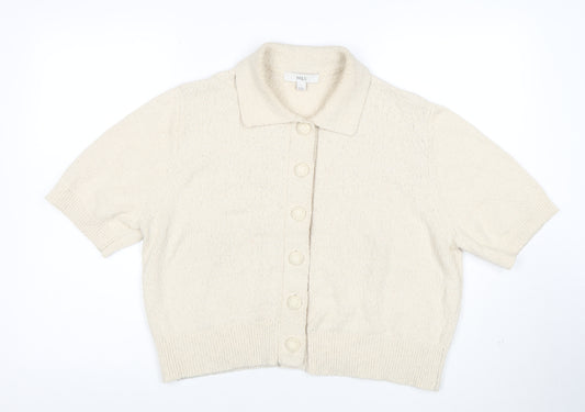 Marks and Spencer Women’s Beige Collared Knit Short Sleeve Cardigan L