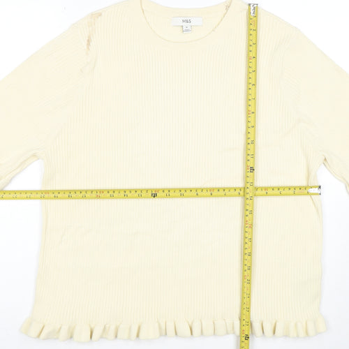 Marks and Spencer Womens Ivory Ruffle Hem Stretch Knit T-Shirt XL