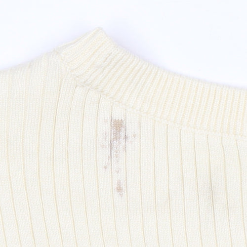 Marks and Spencer Womens Ivory Ruffle Hem Stretch Knit T-Shirt XL
