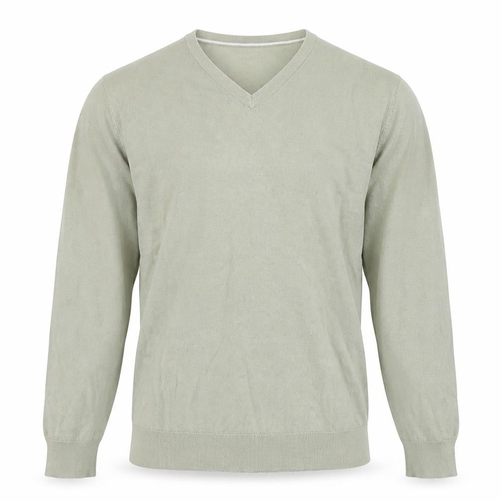 Marks and Spencer Men's Green Merino Wool V-Neck Jumper L