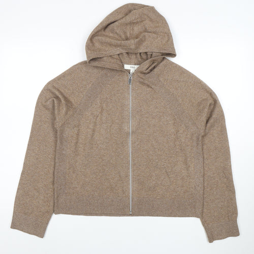 Marks and Spencer Women Beige Hooded Full Zip Jumper M