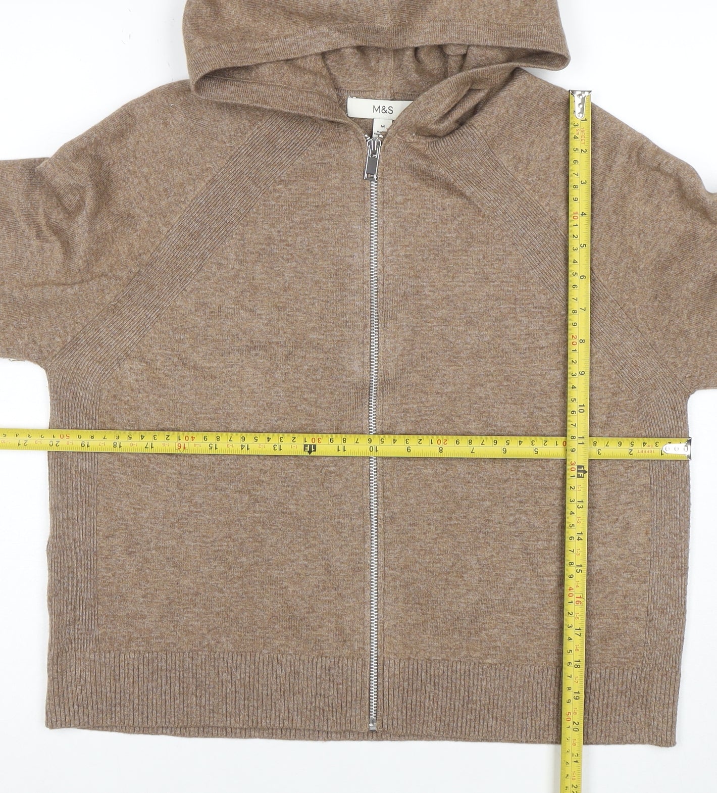 Marks and Spencer Women Beige Hooded Full Zip Jumper M
