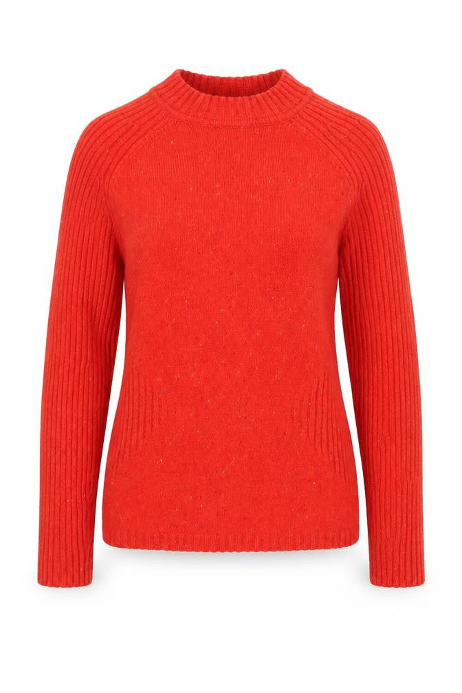 Jigsaw Women’s Red Wool Ribbed Crew Neck Jumper XS