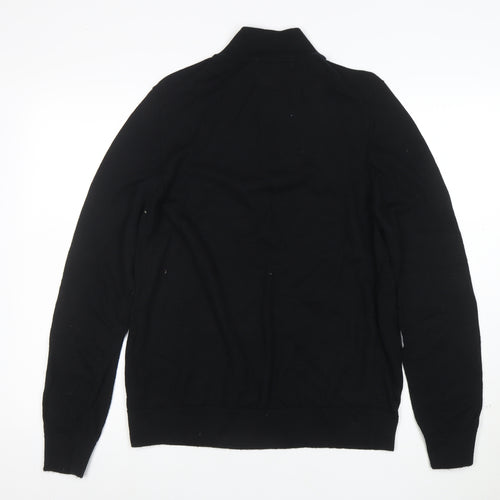 Marks and Spencer Men’s Black XL 1/4 Zip Merino Wool Jumper