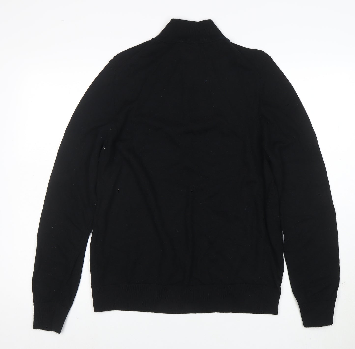 Marks and Spencer Men’s Black XL 1/4 Zip Merino Wool Jumper