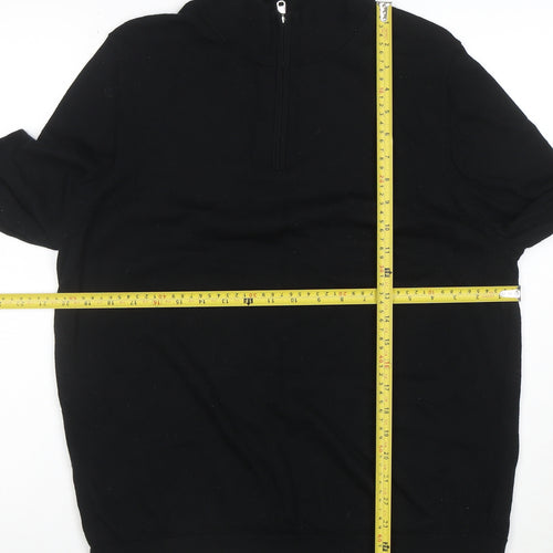 Marks and Spencer Men’s Black XL 1/4 Zip Merino Wool Jumper