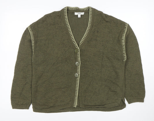 Marks and Spencer Women’s Green Cotton Knit V-Neck Cardigan L