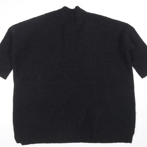 Two Danes Women's Black Lambswool Henley Jumper Size M