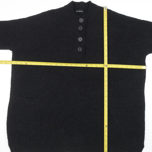 Two Danes Women's Black Lambswool Henley Jumper Size M