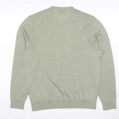 Marks and Spencer Men’s Green Merino Wool V-Neck Jumper L