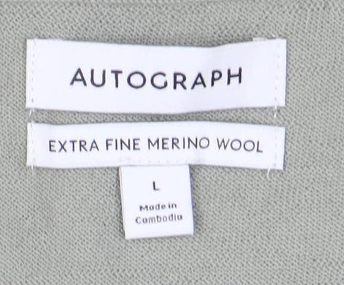 Marks and Spencer Men’s Green Merino Wool V-Neck Jumper L