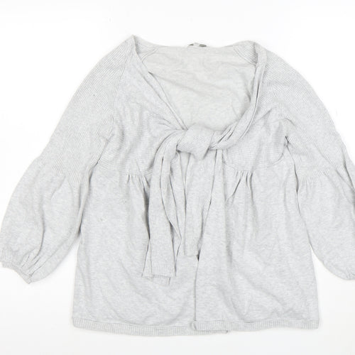 Mamas & Papas Womens Grey Knit Bow Front Cardigan Size 12-14