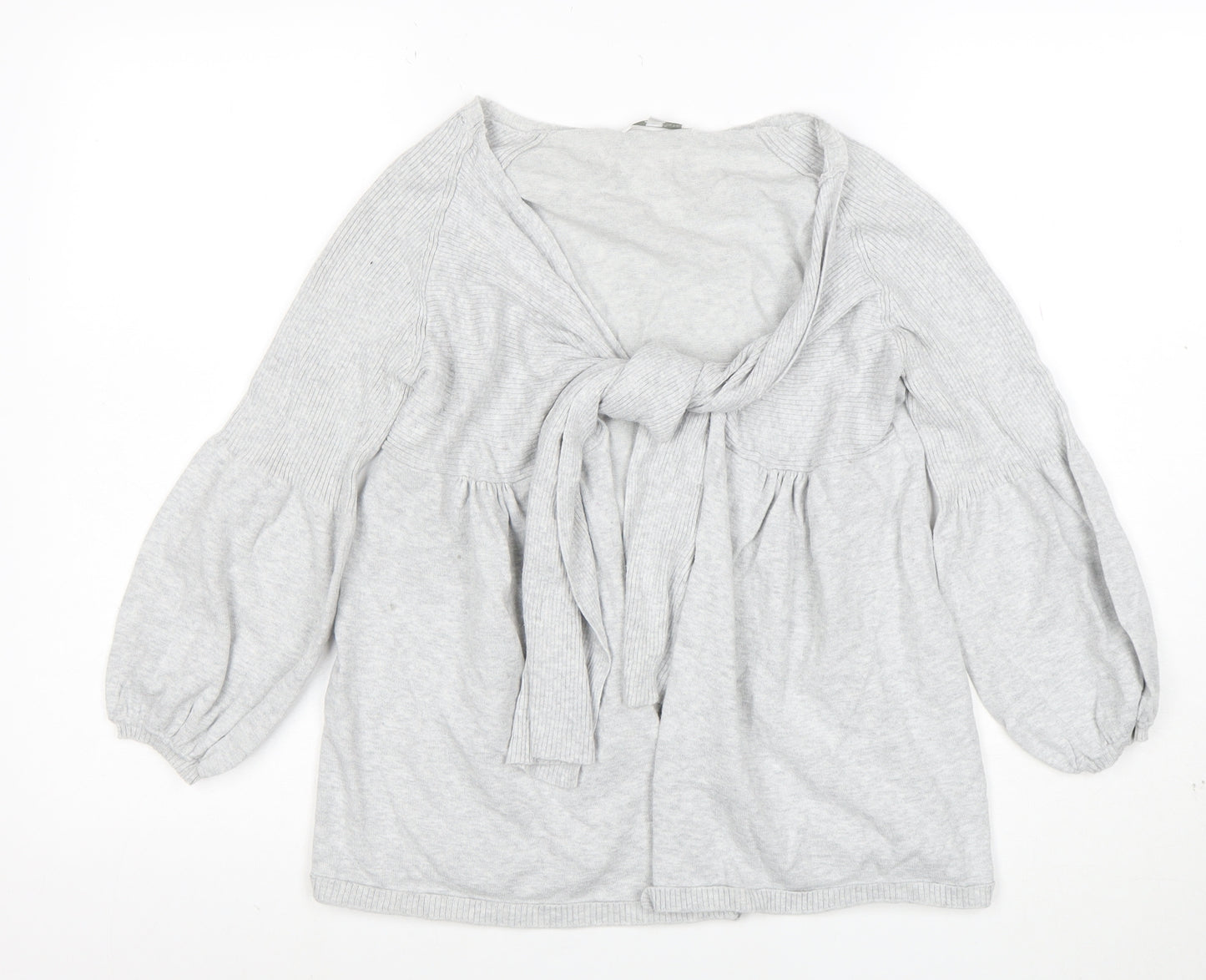 Mamas & Papas Womens Grey Knit Bow Front Cardigan Size 12-14
