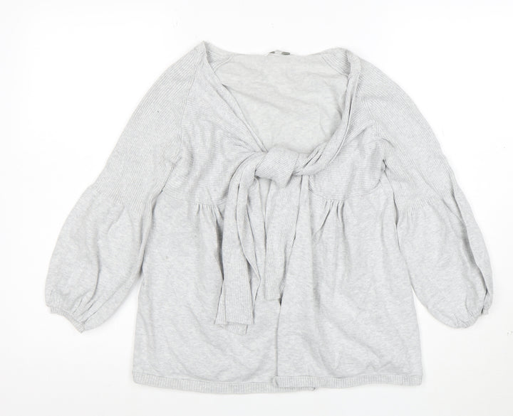 Mamas & Papas Womens Grey Knit Bow Front Cardigan Size 12-14
