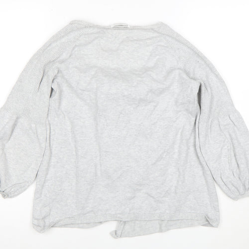 Mamas & Papas Womens Grey Knit Bow Front Cardigan Size 12-14