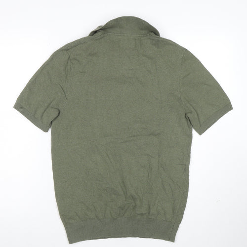 Threadbare Mens Green Short Sleeve Cotton Blend Polo Shirt Size S