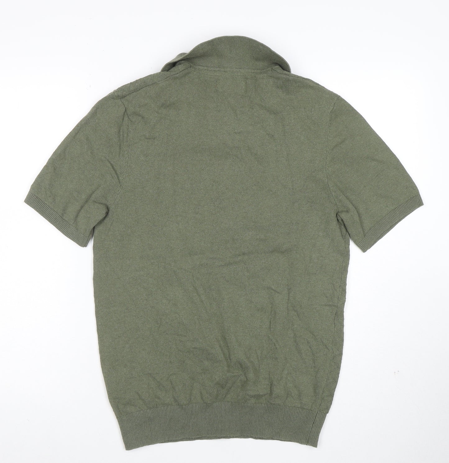 Threadbare Mens Green Short Sleeve Cotton Blend Polo Shirt Size S