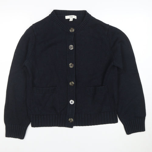 Marks and Spencer Women Black M Button Cardigan Knit Long Sleeve