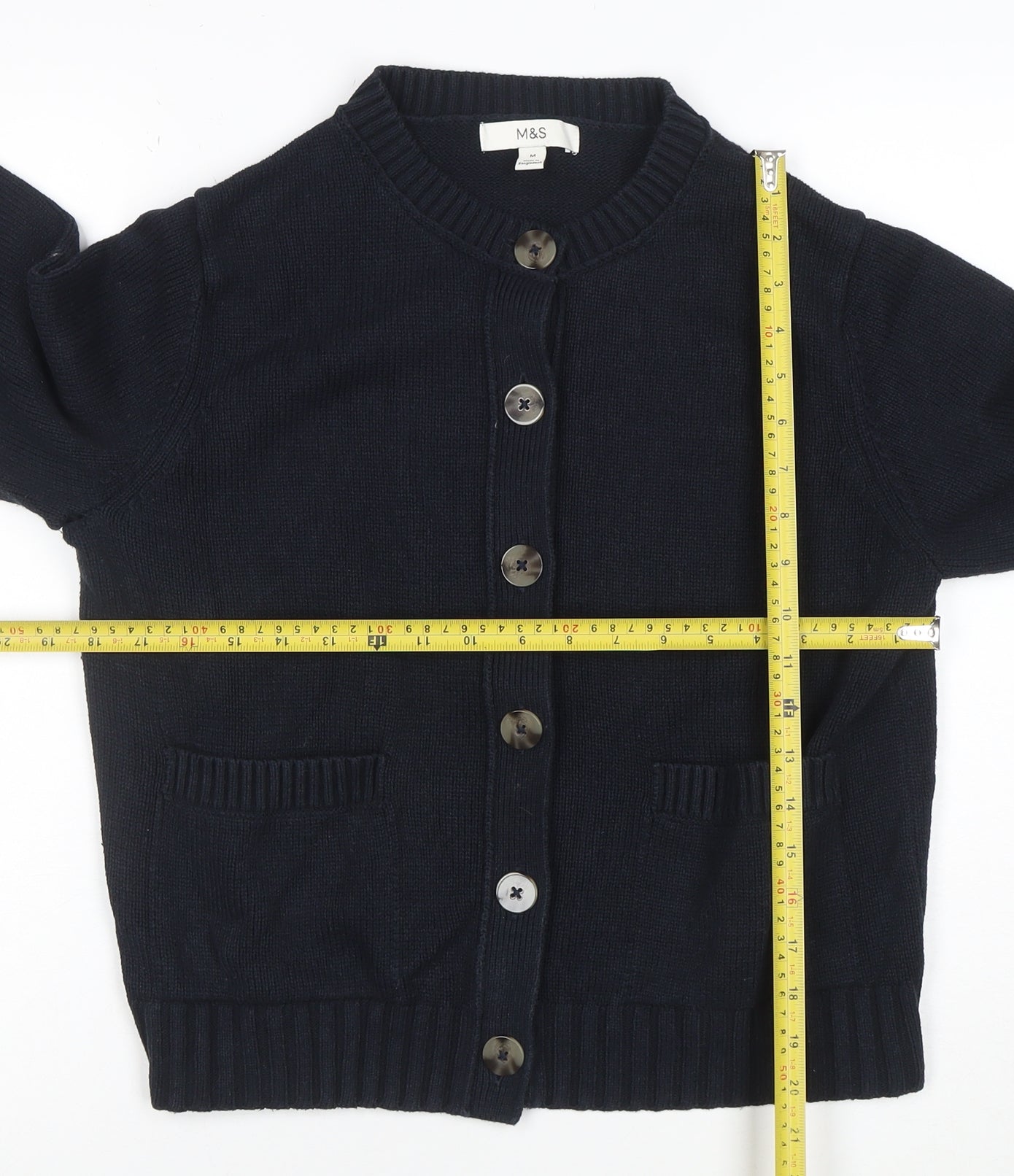 Marks and Spencer Women Black M Button Cardigan Knit Long Sleeve