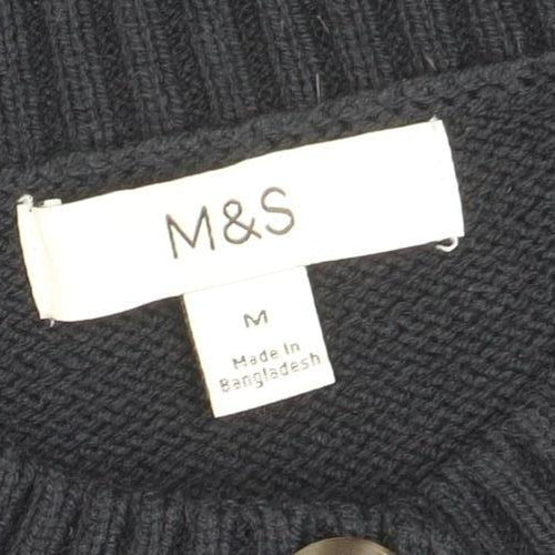 Marks and Spencer Women Black M Button Cardigan Knit Long Sleeve