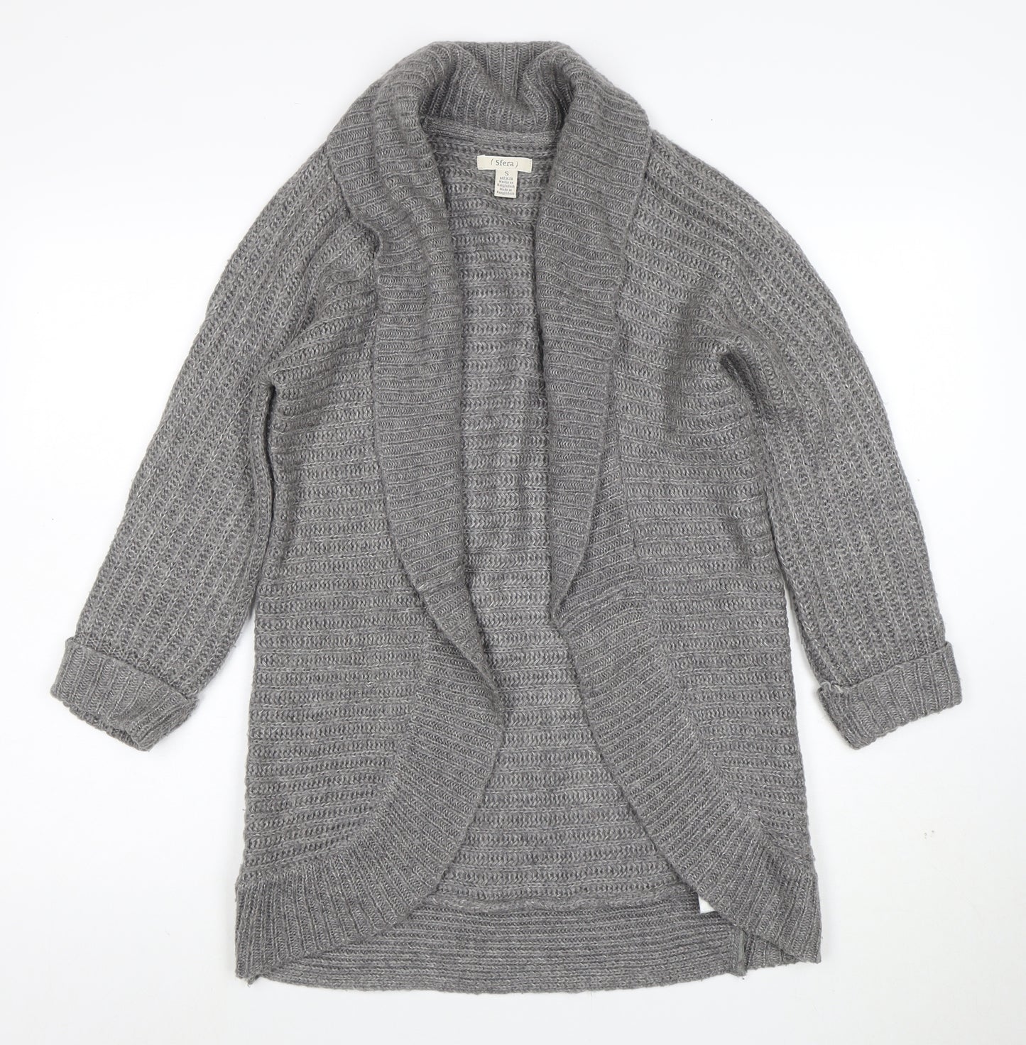 Sfera Women Grey Open Knit Long Sleeve Cardigan Size S
