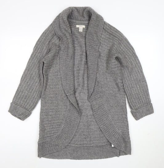 Sfera Women Grey Open Knit Long Sleeve Cardigan Size S