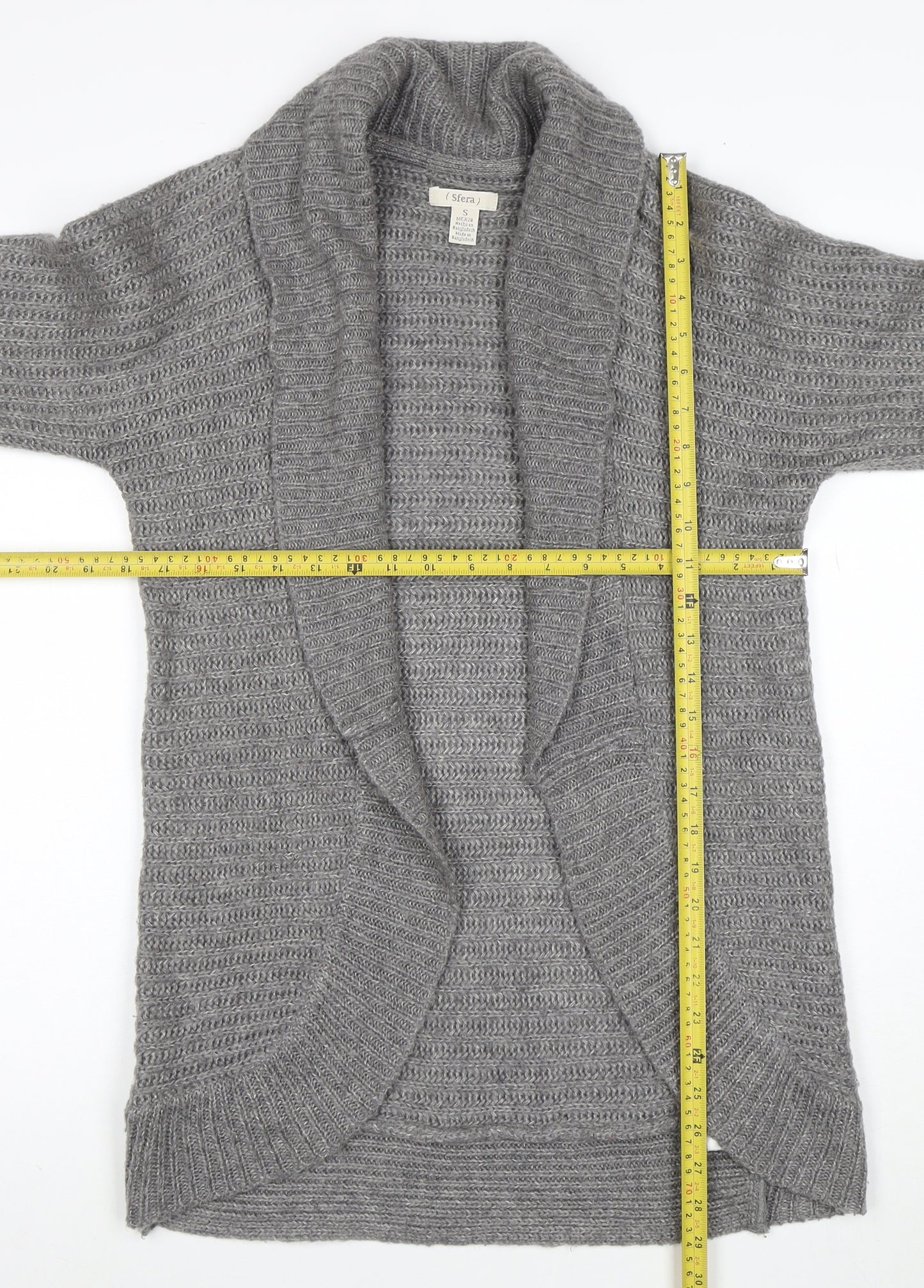 Sfera Women Grey Open Knit Long Sleeve Cardigan Size S