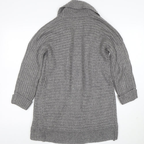 Sfera Women Grey Open Knit Long Sleeve Cardigan Size S