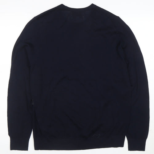 Marks and Spencer Men’s Navy Blue Merino Wool Crew Neck Jumper M