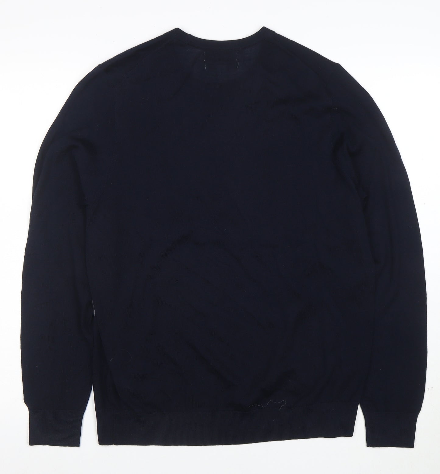 Marks and Spencer Men’s Navy Blue Merino Wool Crew Neck Jumper M