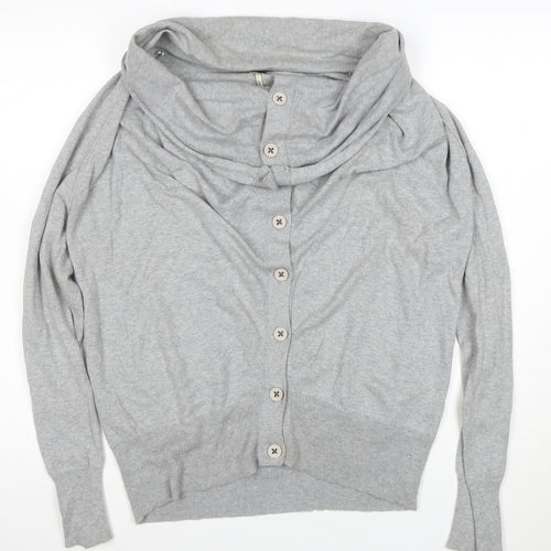 Nouvelle Edition Women's Grey Cowl Neck Long Sleeve Cardigan Size 14