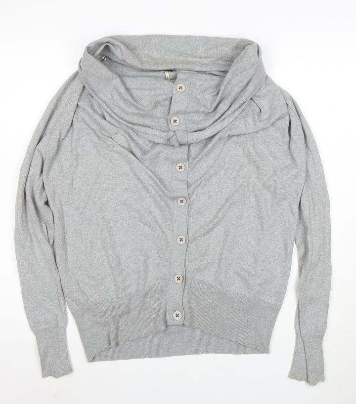 Nouvelle Edition Women's Grey Cowl Neck Long Sleeve Cardigan Size 14