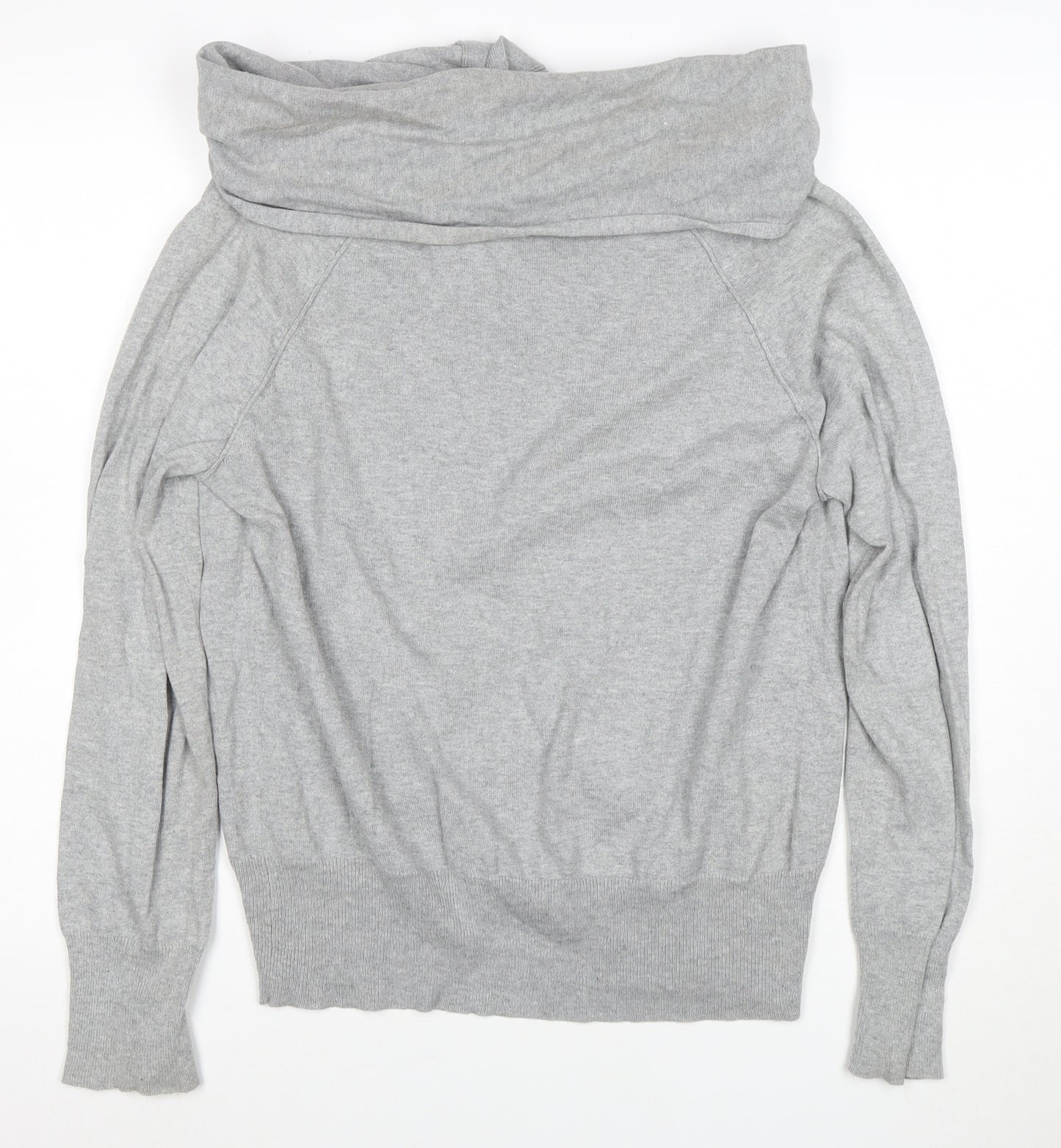Nouvelle Edition Women's Grey Cowl Neck Long Sleeve Cardigan Size 14