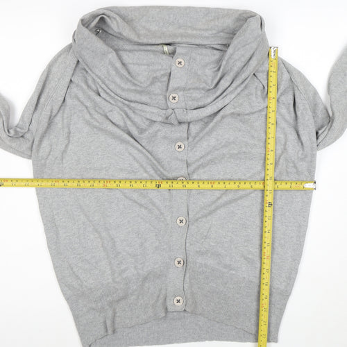 Nouvelle Edition Women's Grey Cowl Neck Long Sleeve Cardigan Size 14