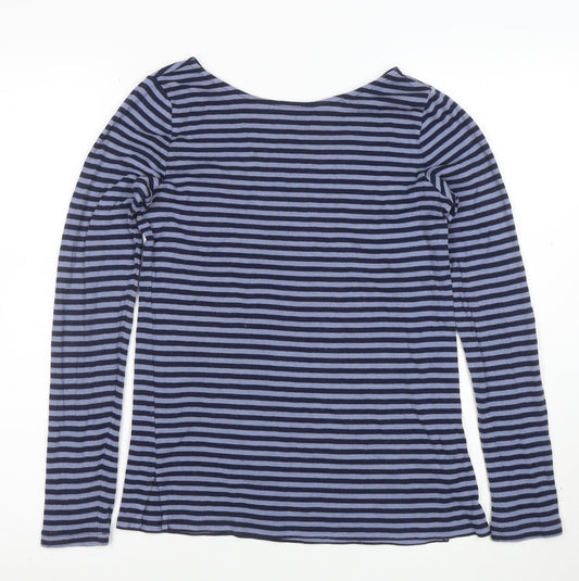 GAP Womens Blue Striped Long Sleeve Boat Neck Tee Size S