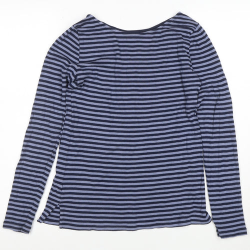 GAP Womens Blue Striped Long Sleeve Boat Neck Tee Size S