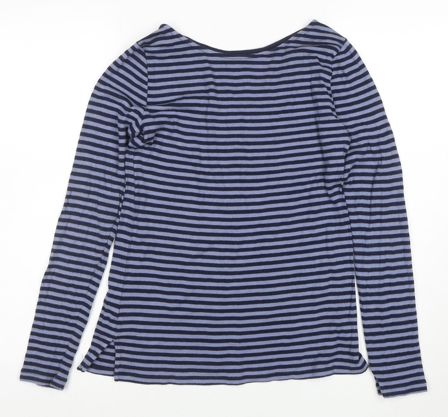 GAP Womens Blue Striped Long Sleeve Boat Neck Tee Size S