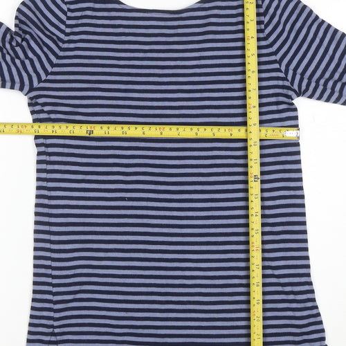 GAP Womens Blue Striped Long Sleeve Boat Neck Tee Size S