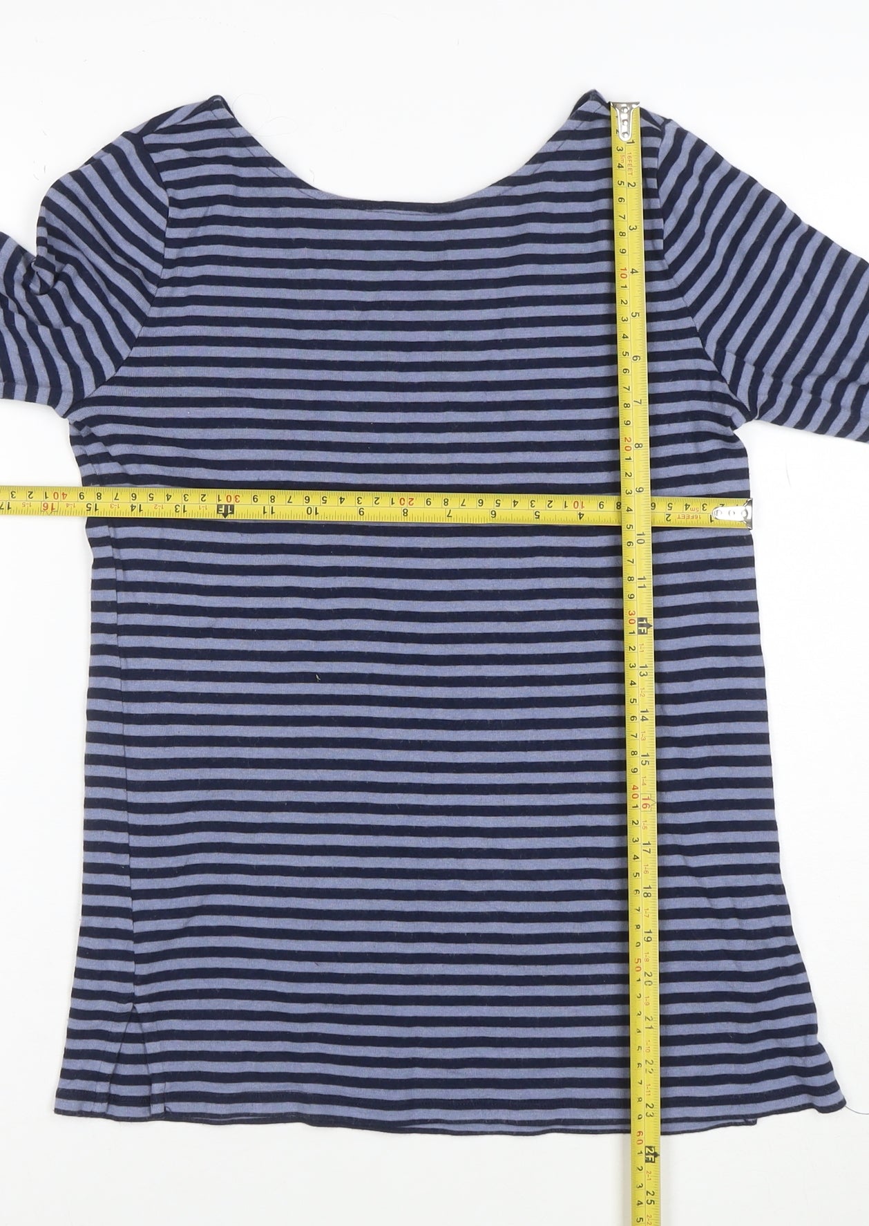 GAP Womens Blue Striped Long Sleeve Boat Neck Tee Size S