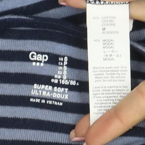 GAP Womens Blue Striped Long Sleeve Boat Neck Tee Size S